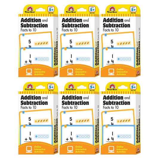 Learning Line: Addition and Subtraction Facts to 10, Grade 1+ (Age 5+) - 56 Flashcards Per Pack, 6 Packs - Loomini