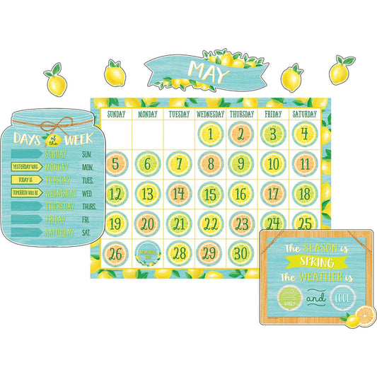 Lemon Zest Calendar Bulletin Board Set - Loomini