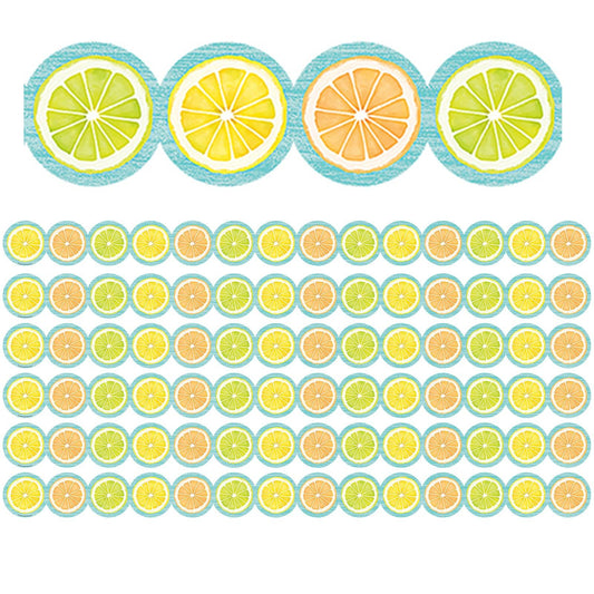 Lemon Zest Citrus Slices Die-Cut Border Trim, 35 Feet Per Pack, 6 Packs - Loomini