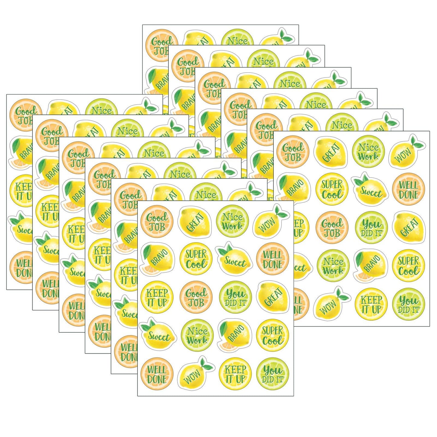 Lemon Zest Stickers, 120 Per Pack, 12 Packs - Loomini