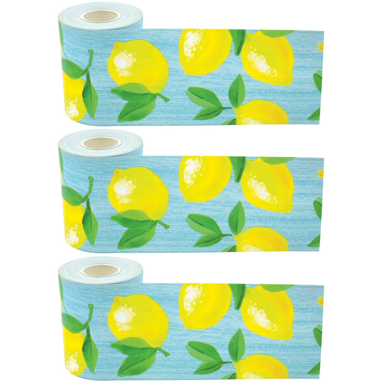 Lemon Zest Straight Rolled Border Trim, 50 Feet Per Roll, Pack of 3 - Loomini