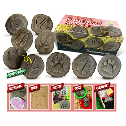 Let's Investigate Farmyard Footprints Stone, Pack of 8 - Loomini