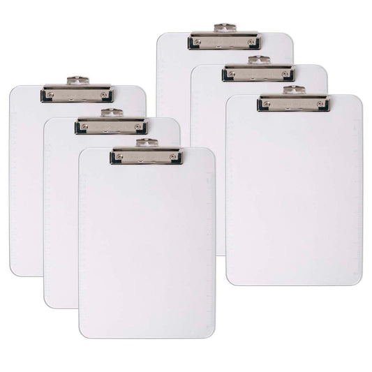 Letter Size Plastic Clipboard, Clear, Pack of 6 - Loomini