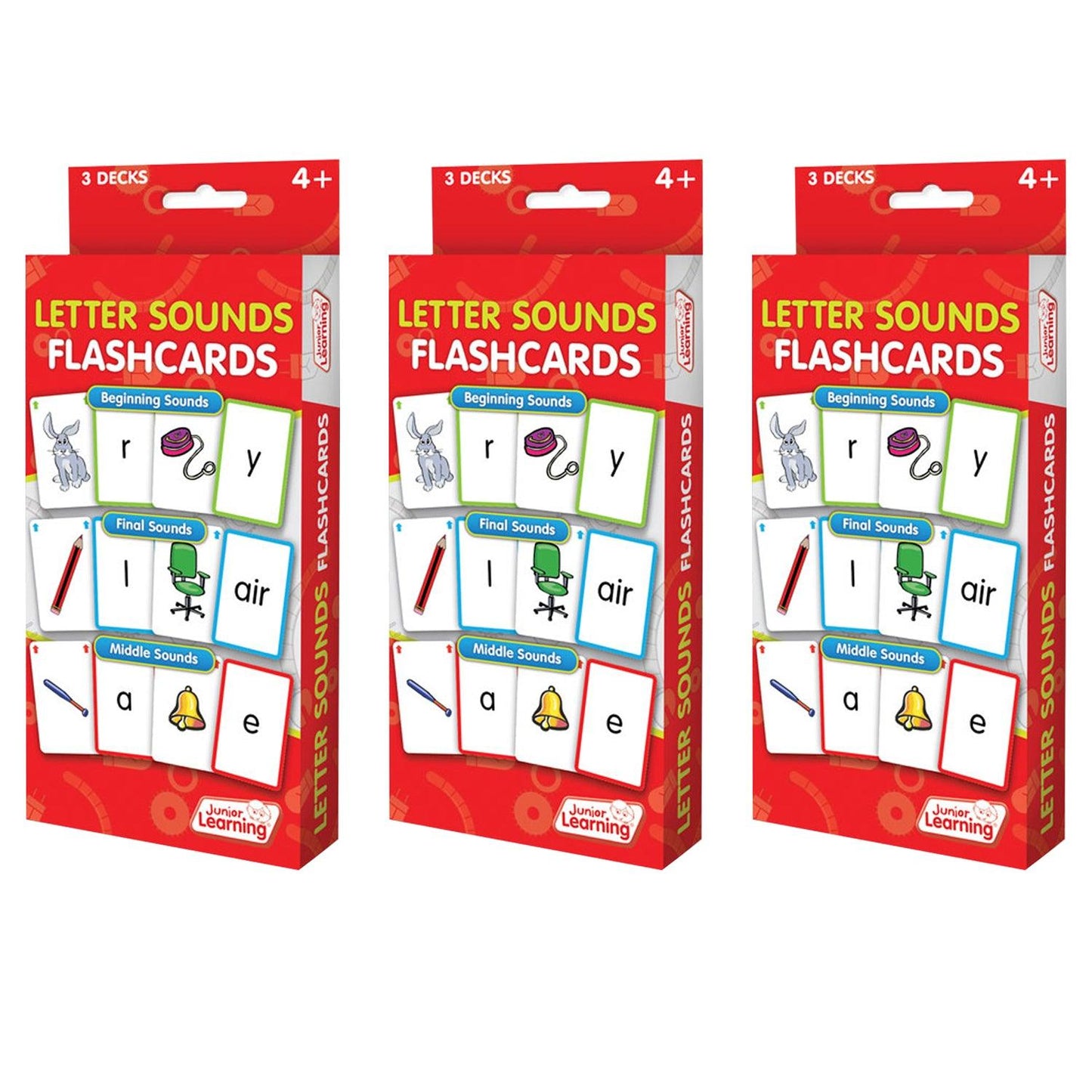 Letter Sound Flashcards, 3 Sets Per Pack, 3 Packs - Loomini