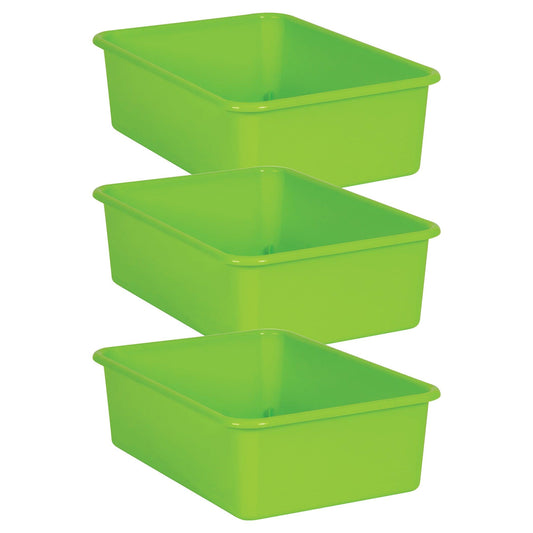Lime Large Plastic Storage Bin, Pack of 3 - Loomini