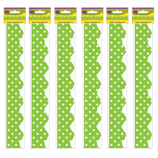 Lime Mini Polka Dots Border Trim, 35 Feet Per Pack, 6 Packs - Loomini