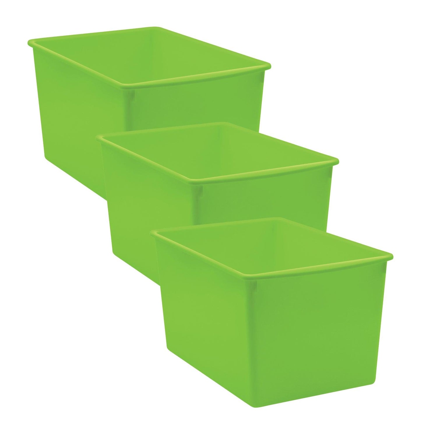 Lime Plastic Multi-Purpose Bin, Pack of 3 - Loomini