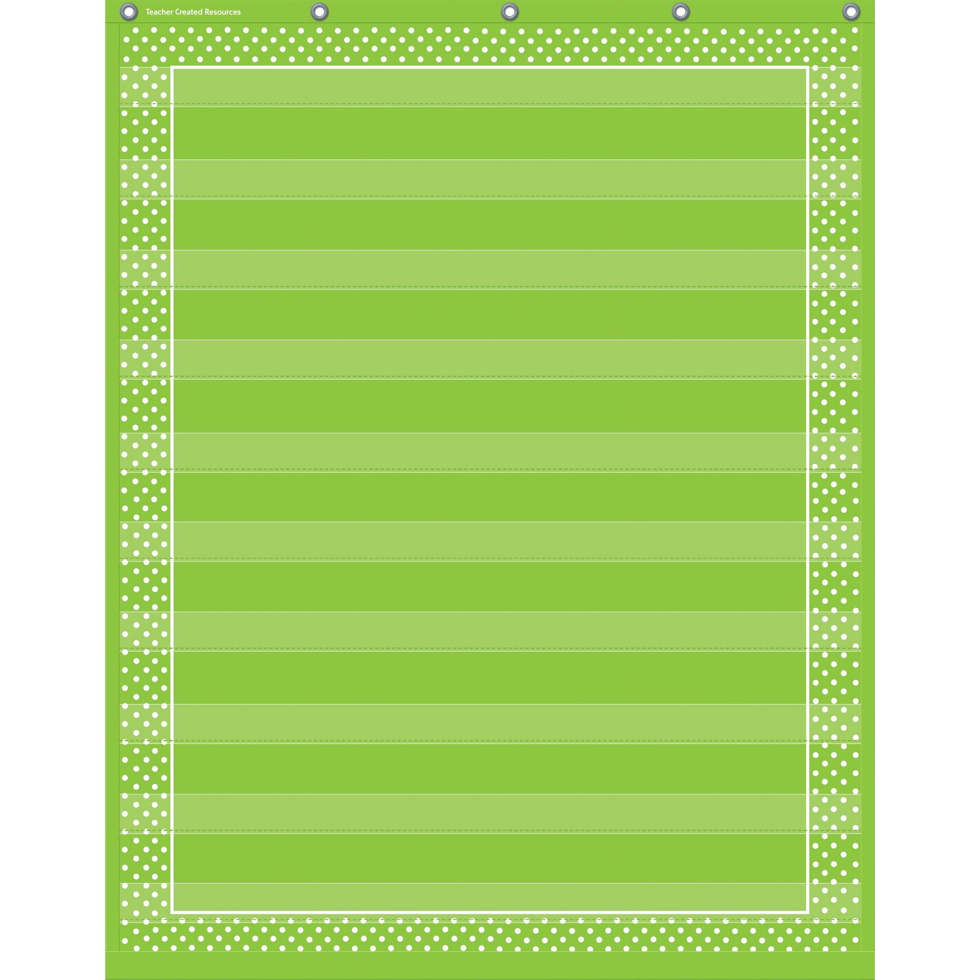 Lime Polka Dots 10 Pocket Chart - Loomini