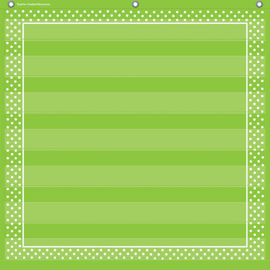 Lime Polka Dots 7 Pocket Chart (28" x 28") - Loomini