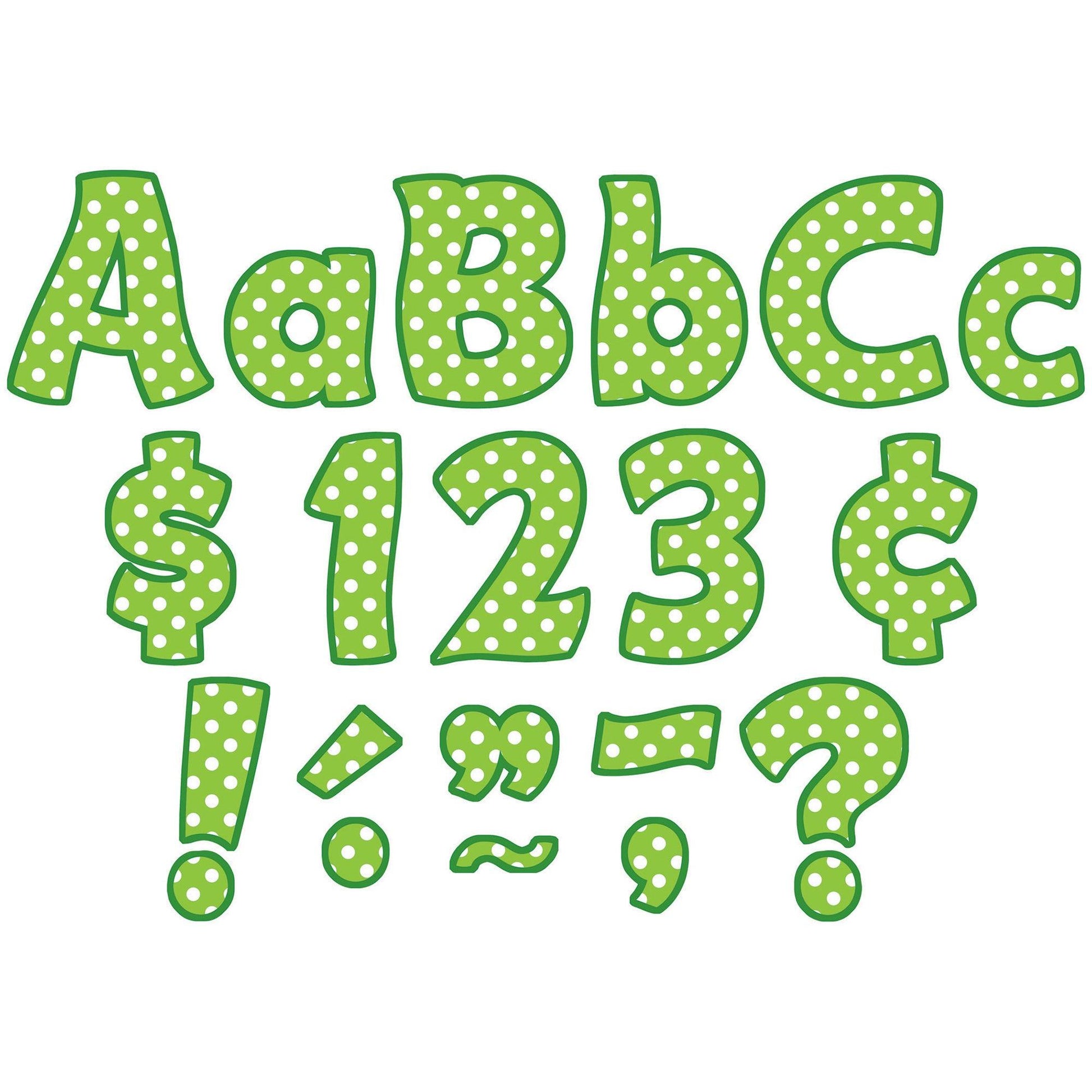 Lime Polka Dots Funtastic Font 4" Letters Combo Pack, 208 Pieces Per Pack, 3 Packs - Loomini