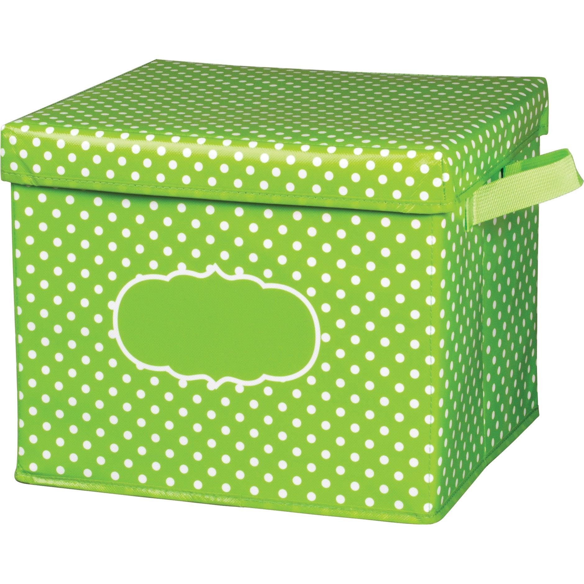 Lime Polka Dots Storage Box - Loomini