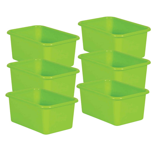 Lime Small Plastic Bin, Pack of 6 - Loomini