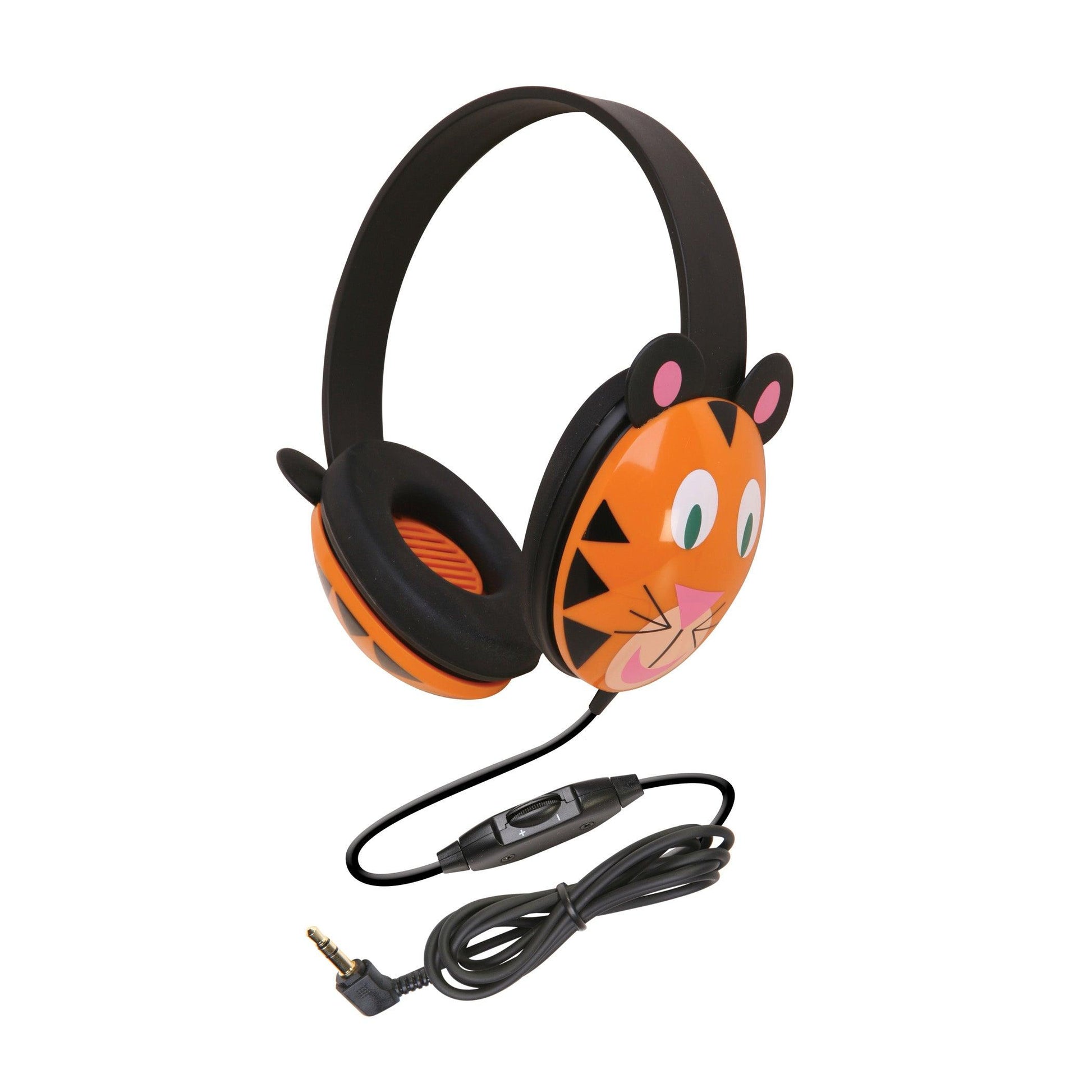 Listening First Animal-themed Stereo Headphones, Tiger - Loomini
