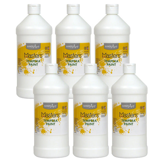 Little Masters® Tempera Paint, White, 32 oz., Pack of 6 - Loomini