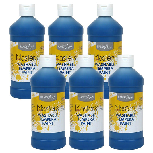 Little Masters® Washable Tempera Paint, Blue, 16 oz., Pack of 6 - Loomini