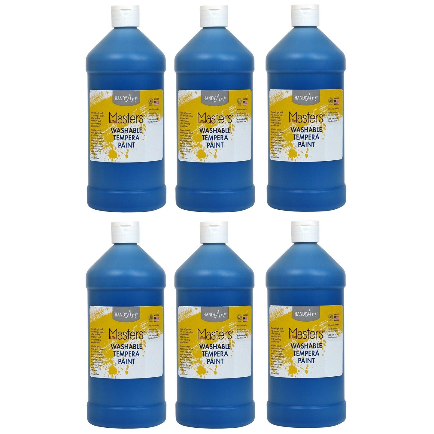 Little Masters® Washable Tempera Paint, Blue, 32 oz., Pack of 6 - Loomini