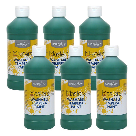 Little Masters® Washable Tempera Paint, Green, 16 oz., Pack of 6 - Loomini