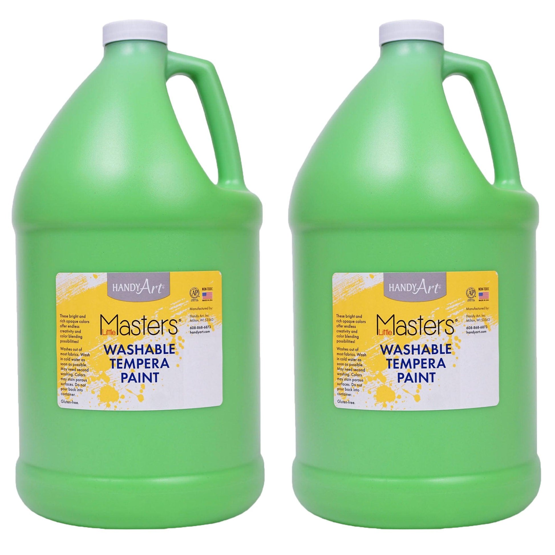 Little Masters® Washable Tempera Paint, Light Green, Gallon, Pack of 2 - Loomini