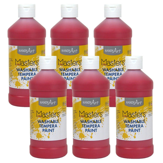 Little Masters® Washable Tempera Paint, Red, 16 oz., Pack of 6 - Loomini