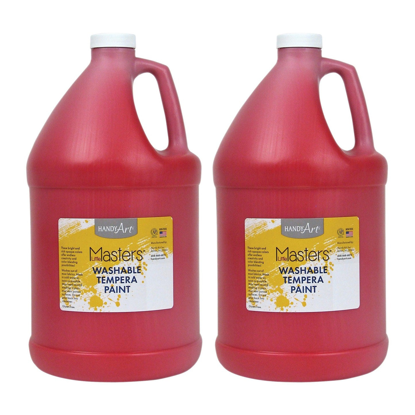 Little Masters® Washable Tempera Paint, Red, Gallon, Pack of 2 - Loomini