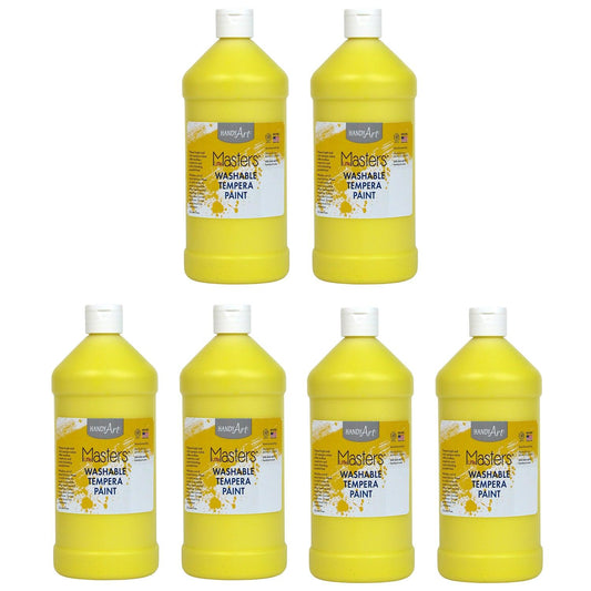 Little Masters® Washable Tempera Paint, Yellow, 32 oz., Pack of 6 - Loomini