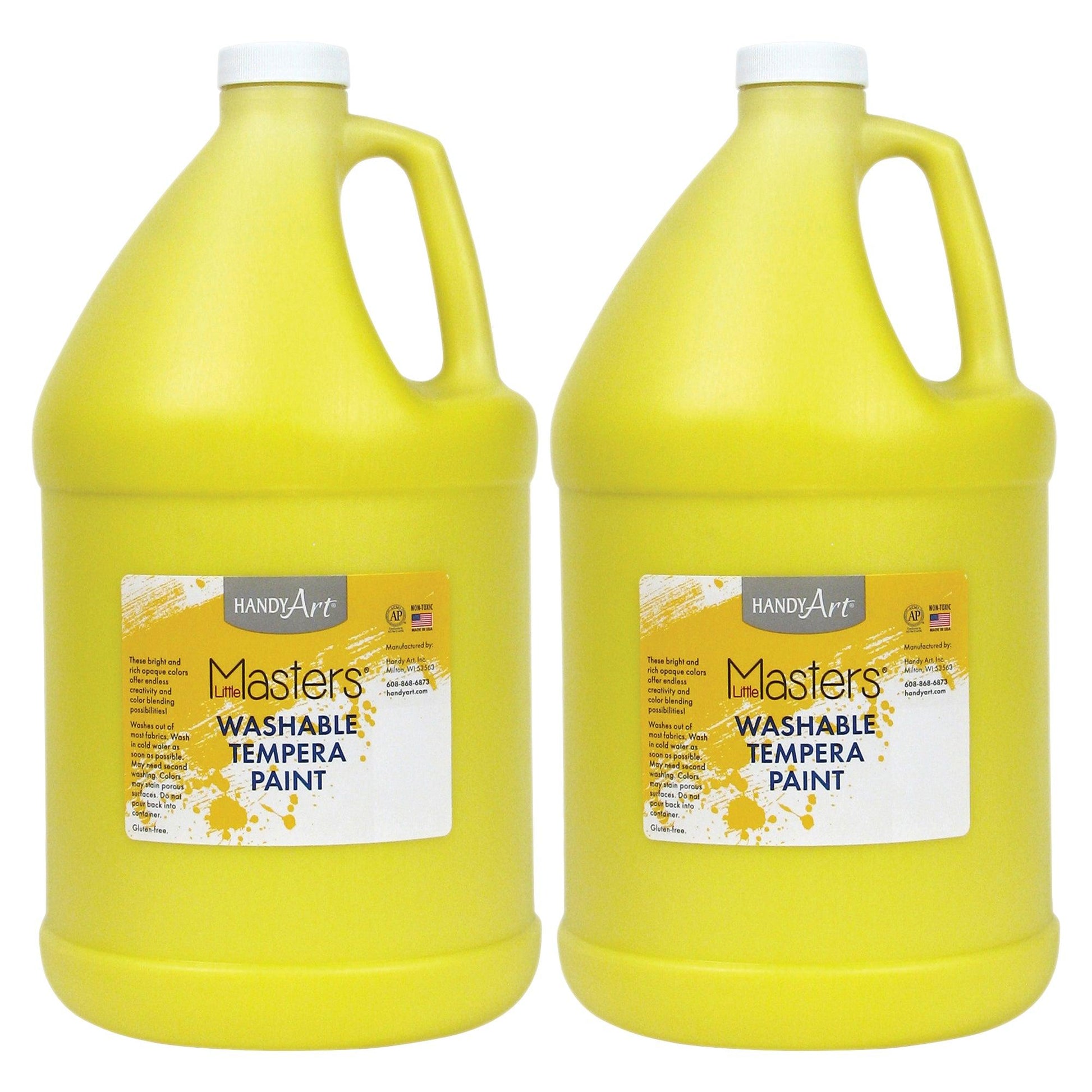 Little Masters® Washable Tempera Paint, Yellow, Gallon, Pack of 2 - Loomini