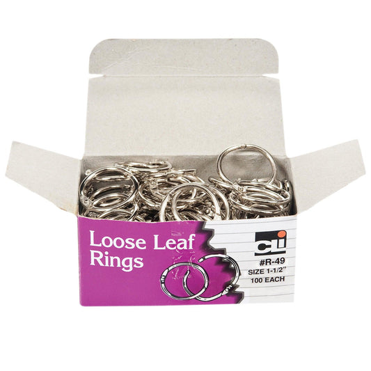 Loose Leaf Book Rings, 1-1/2", Box of 100 - Loomini