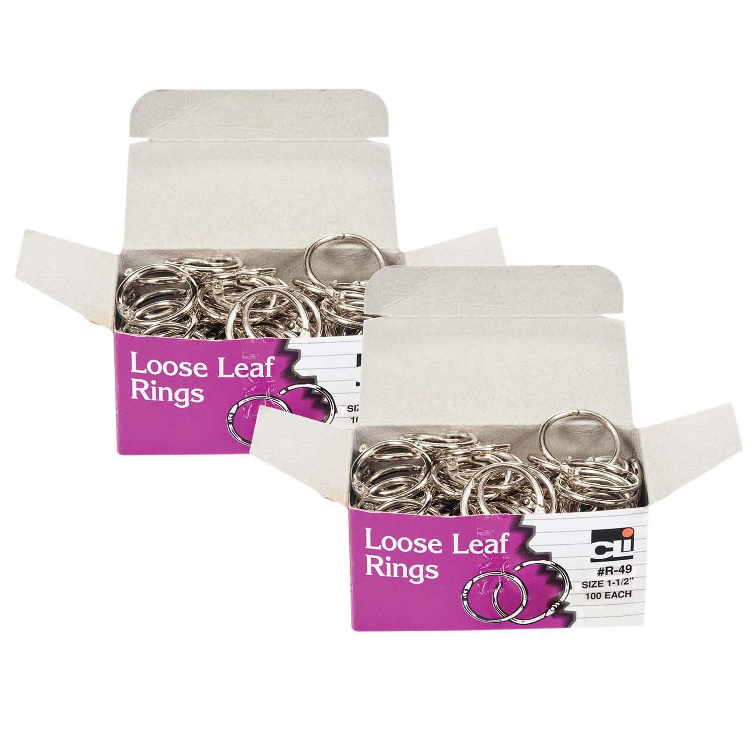 Loose Leaf Book Rings, 1-1/2" Diameter, 100 Per Box, 2 Boxes - Loomini