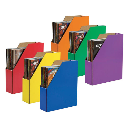 Magazine Holders, 6 Assorted Colors, 12-3/8"H x 3-1/8"W x 10-1/4"D, 6 Holders - Loomini
