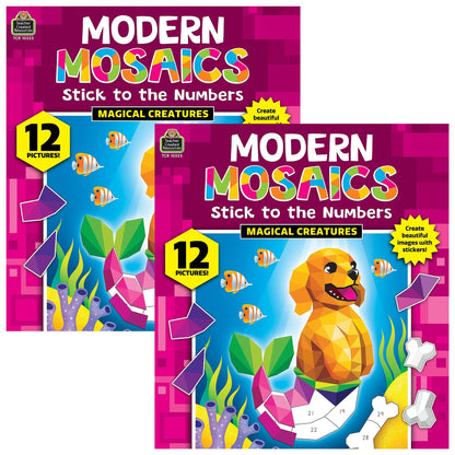 Magical Creatures Modern Mosaics Stick to the Numbers Activity Book, Pack of 2 - Loomini