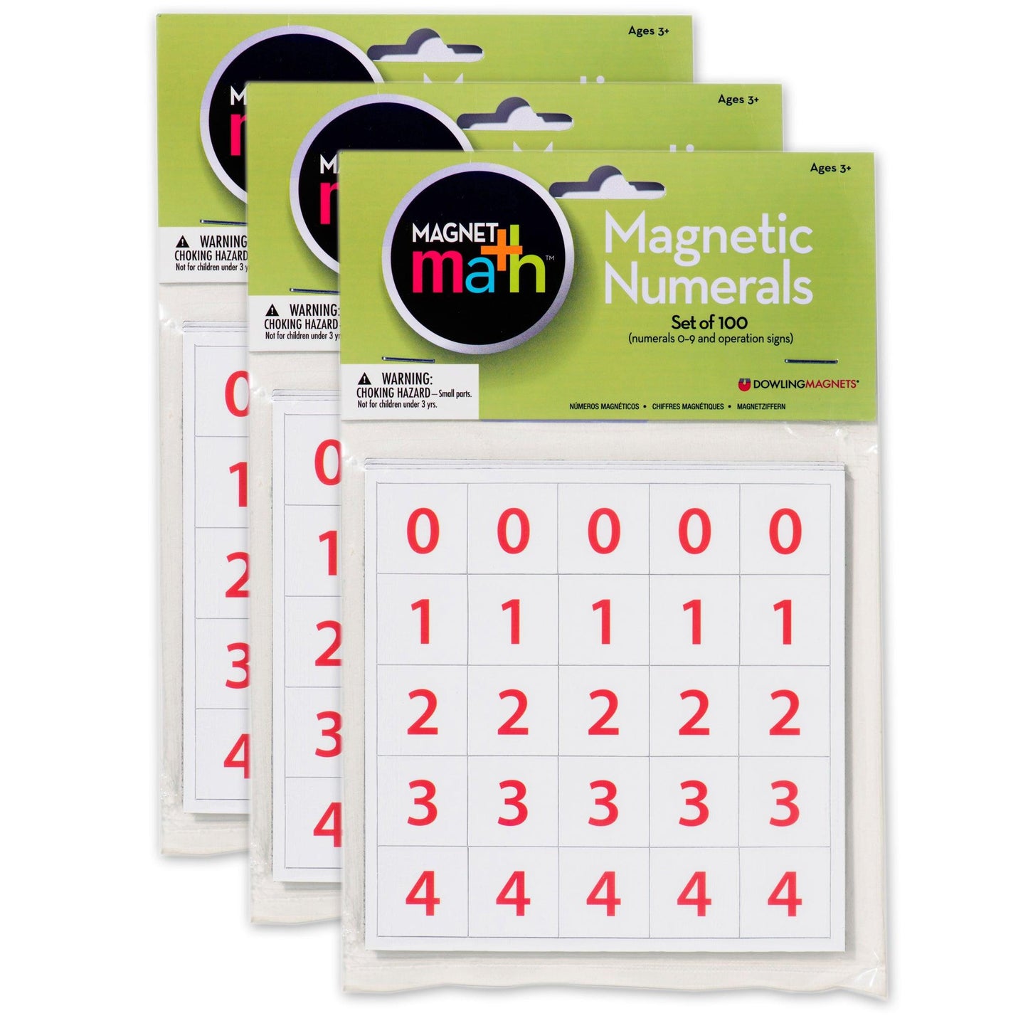 Magnet Numerals Set, 100 Per Set, 3 Sets - Loomini