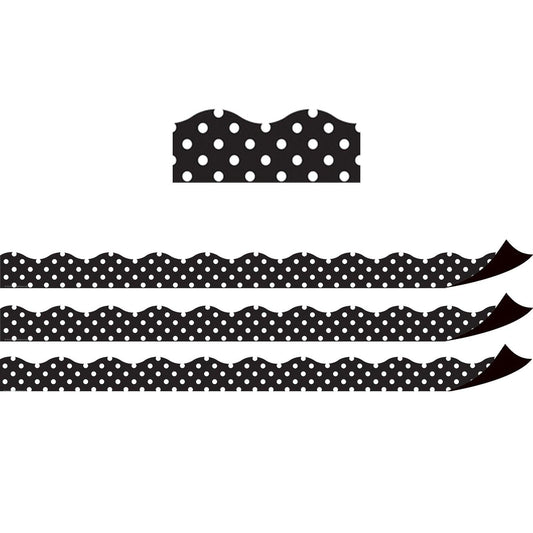 Magnetic Borders, Black Polka Dots, 24 Feet Per Pack, 3 Packs - Loomini