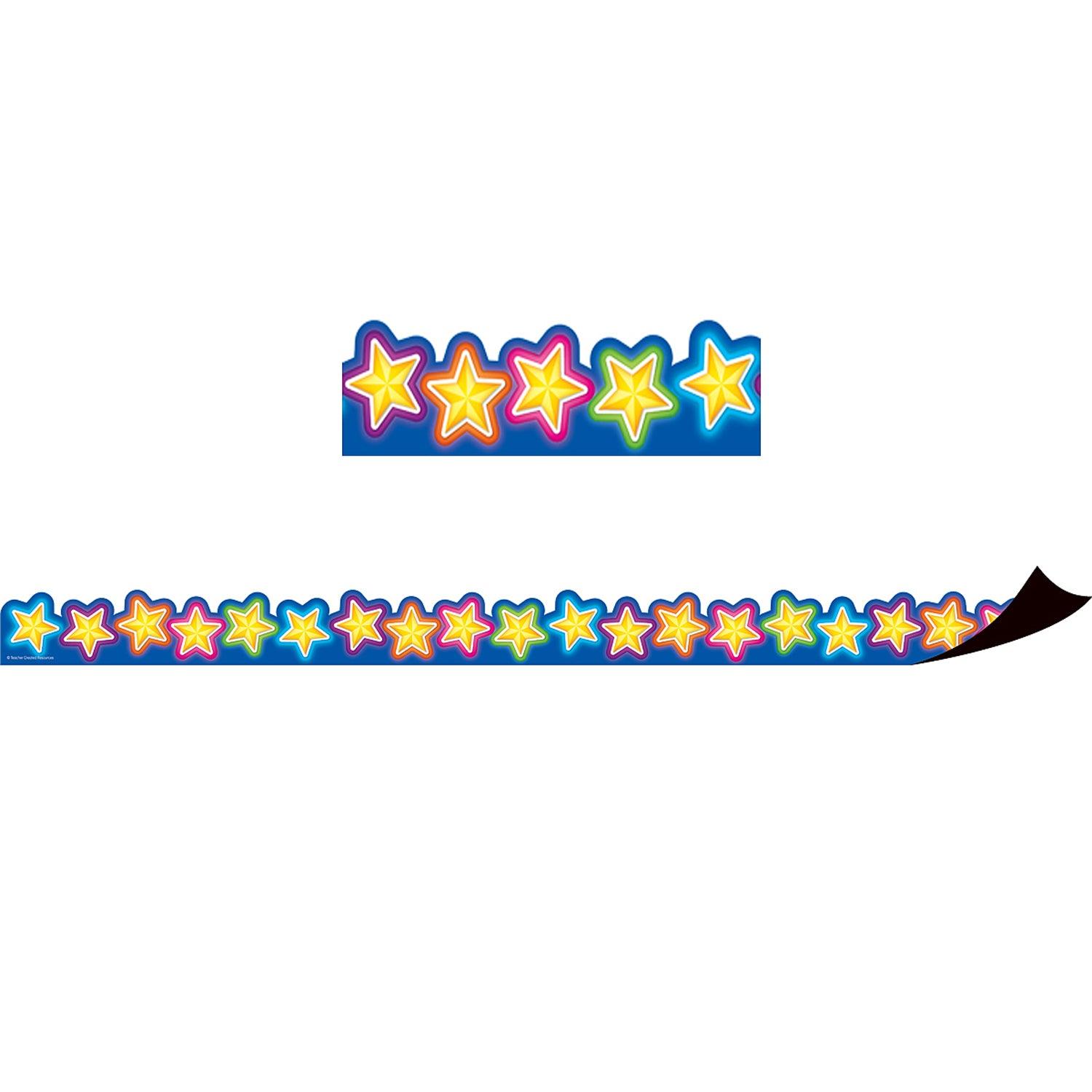 Magnetic Borders, Neon Stars, 24 Feet Per Pack, 3 Packs - Loomini