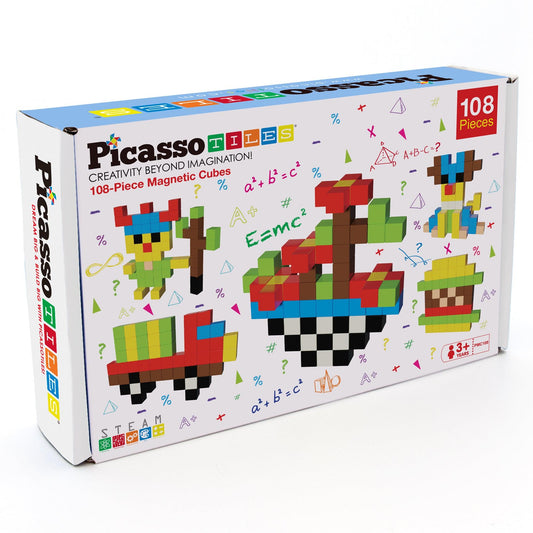 Magnetic Cubes, 108 Pieces - Loomini