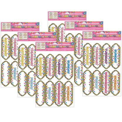 Magnetic Die-Cut Timesavers & Labels, Confetti Days of the Week, 8 Per Pack, 6 Packs - Loomini