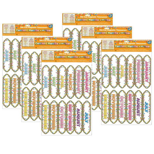 Magnetic Die-Cut Timesavers & Labels, Confetti Months of the Year, 12 Per Pack, 6 Packs - Loomini
