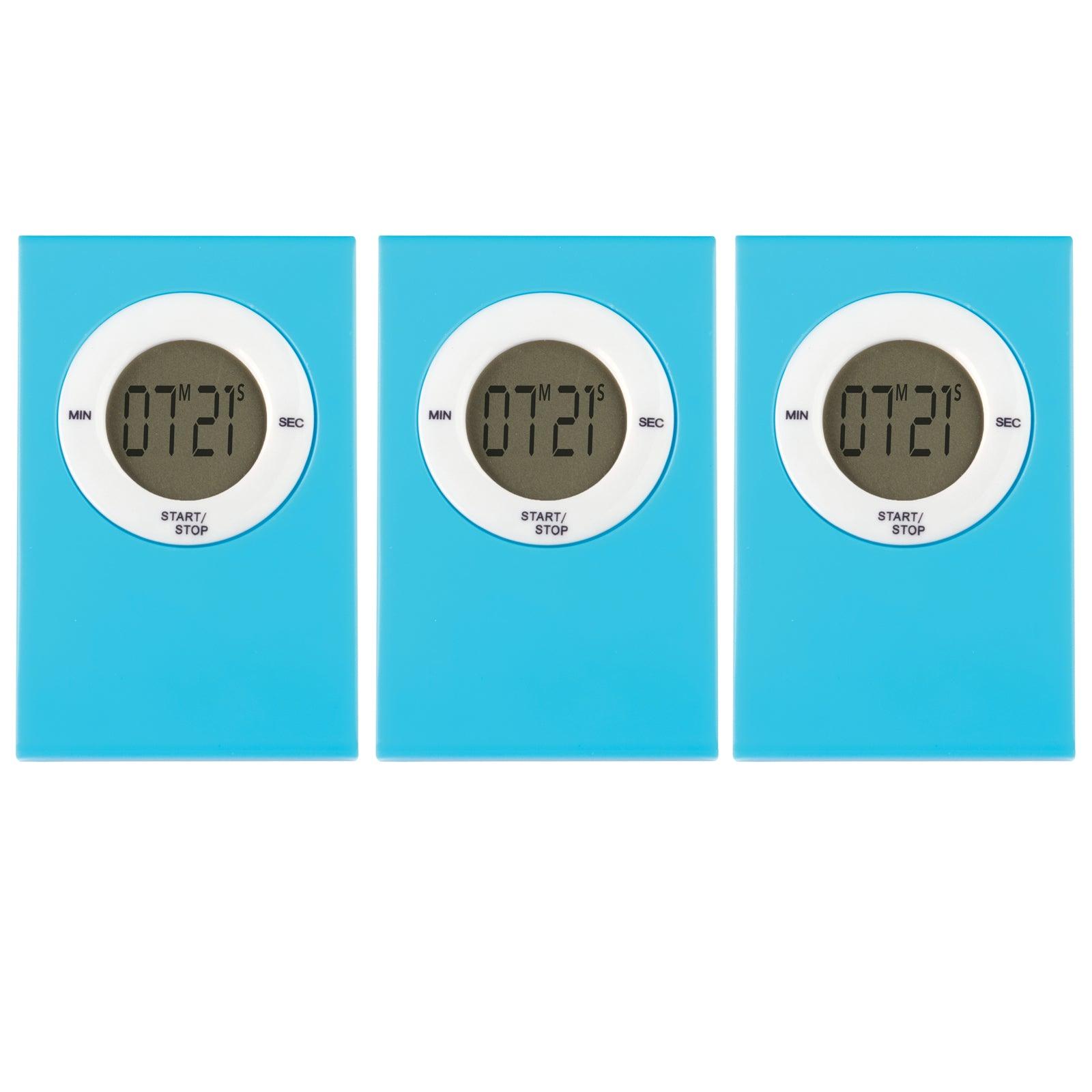 Magnetic Digital Timer, Aqua, Pack of 3 - Loomini