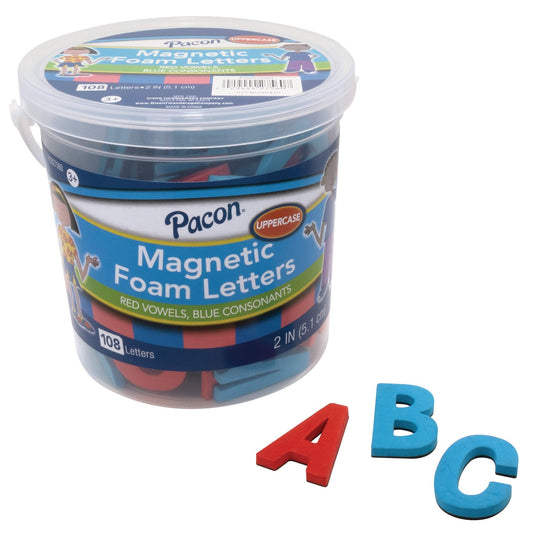 Magnetic Foam Letters, Uppercase, Red Vowels & Blue Consonants, 2", 108 Letters - Loomini