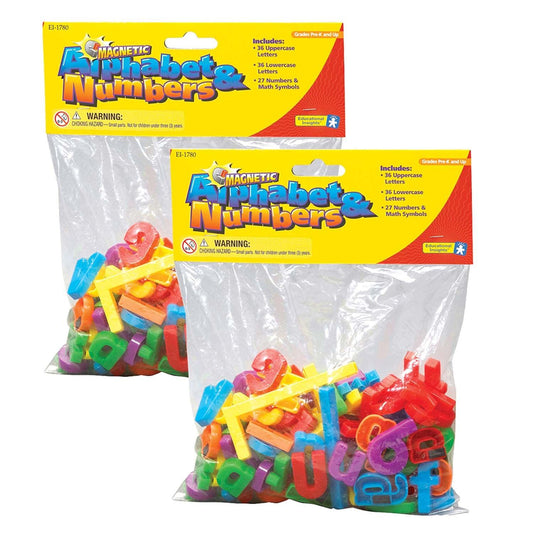 Magnetic Letters & Numbers, 99 Pieces Per Pack, 2 Packs - Loomini