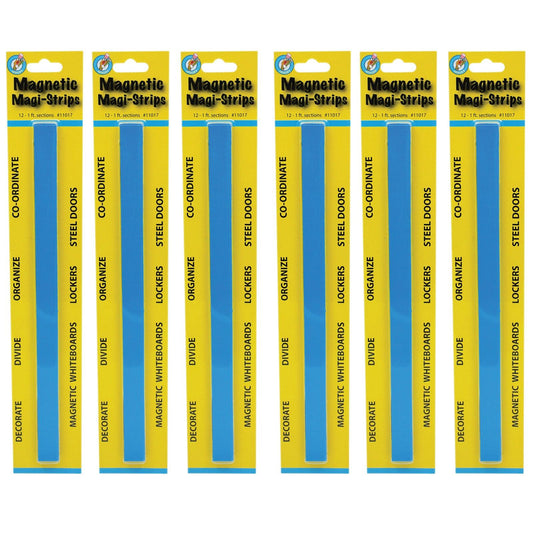 Magnetic Magi-Strips, Blue, 12 Feet Per Pack, 6 Packs - Loomini