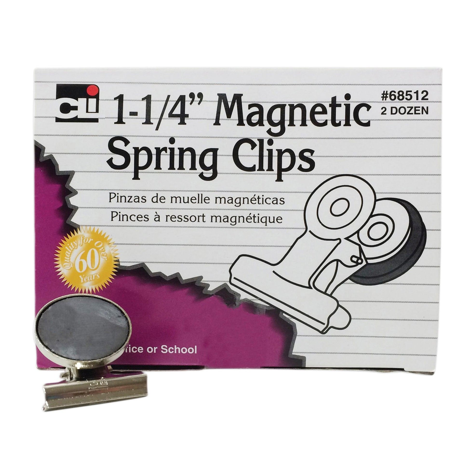 Magnetic Spring Clips, 1-1/4", Box of 24 - Loomini