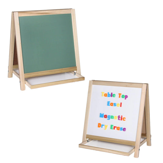 Magnetic Table Top Easel, Chalkboard/Whiteboard, 18.5" x 18" - Loomini