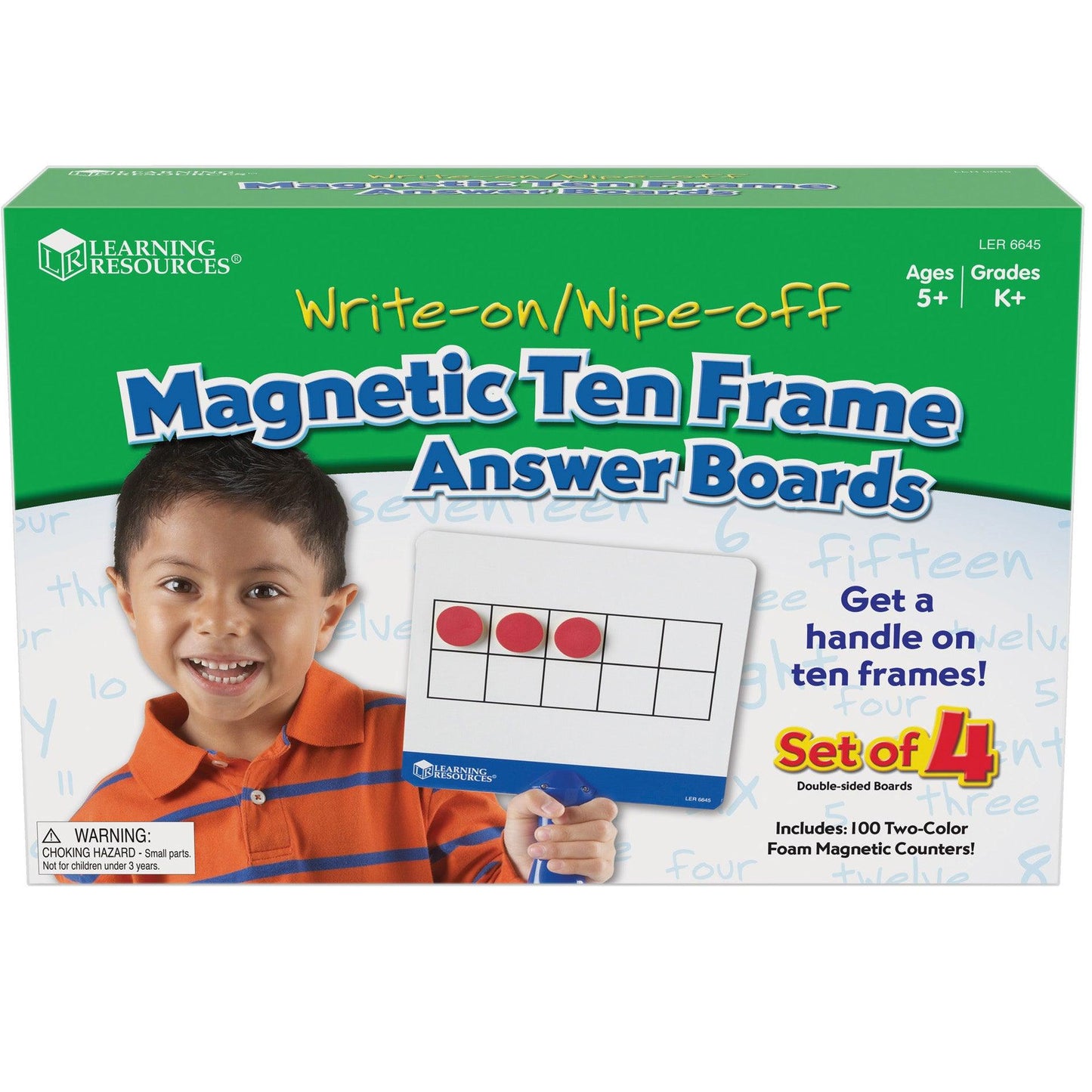 Magnetic Ten Frame Answer Write & Wipe Board Set, 4 Per Pack - Loomini