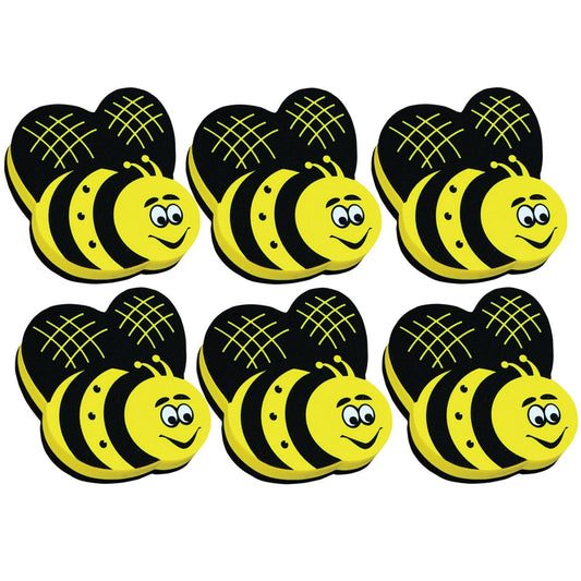 Magnetic Whiteboard Eraser, Bee, Pack of 6 - Loomini