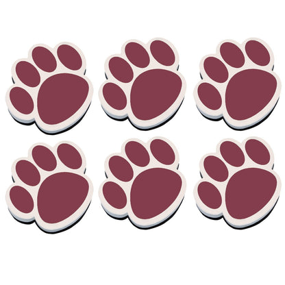 Magnetic Whiteboard Eraser, Maroon Paw,Pack of 6 - Loomini