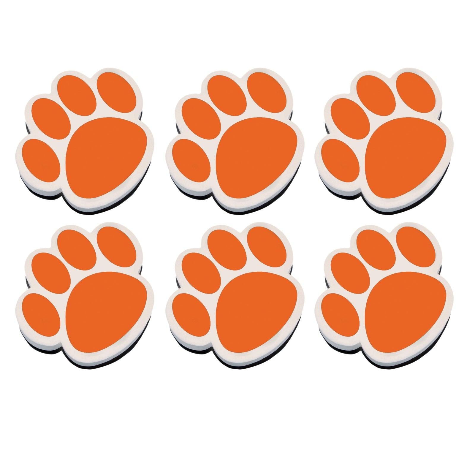 Magnetic Whiteboard Eraser, Orange Paw, Pack of 6 - Loomini