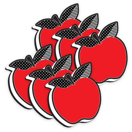 Magnetic Whiteboard Eraser, Red Apple with Black and White Leaves, Pack of 6 - Loomini