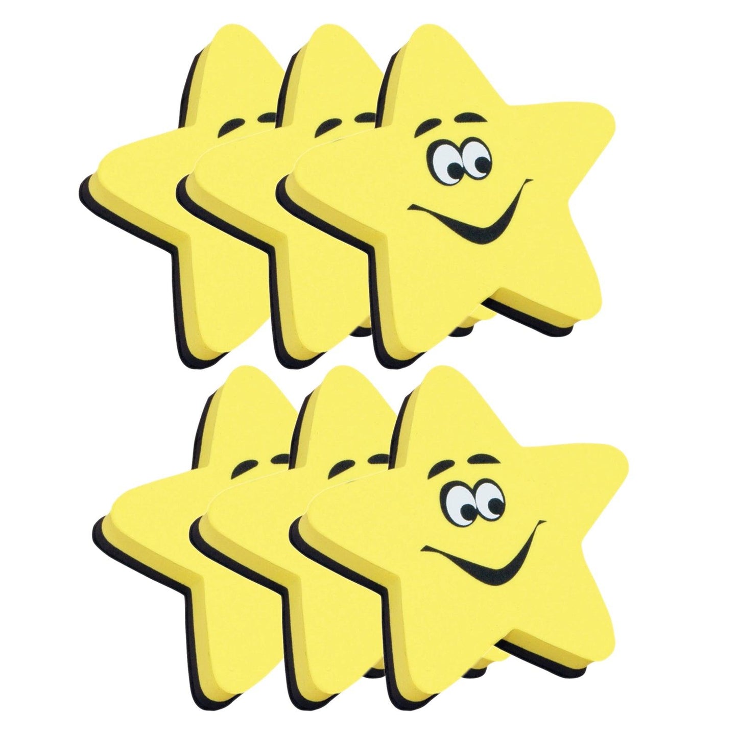 Magnetic Whiteboard Eraser, Star, Pack of 6 - Loomini