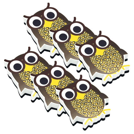 Magnetic Whiteboard Eraser, Wise Owl, Pack of 6 - Loomini