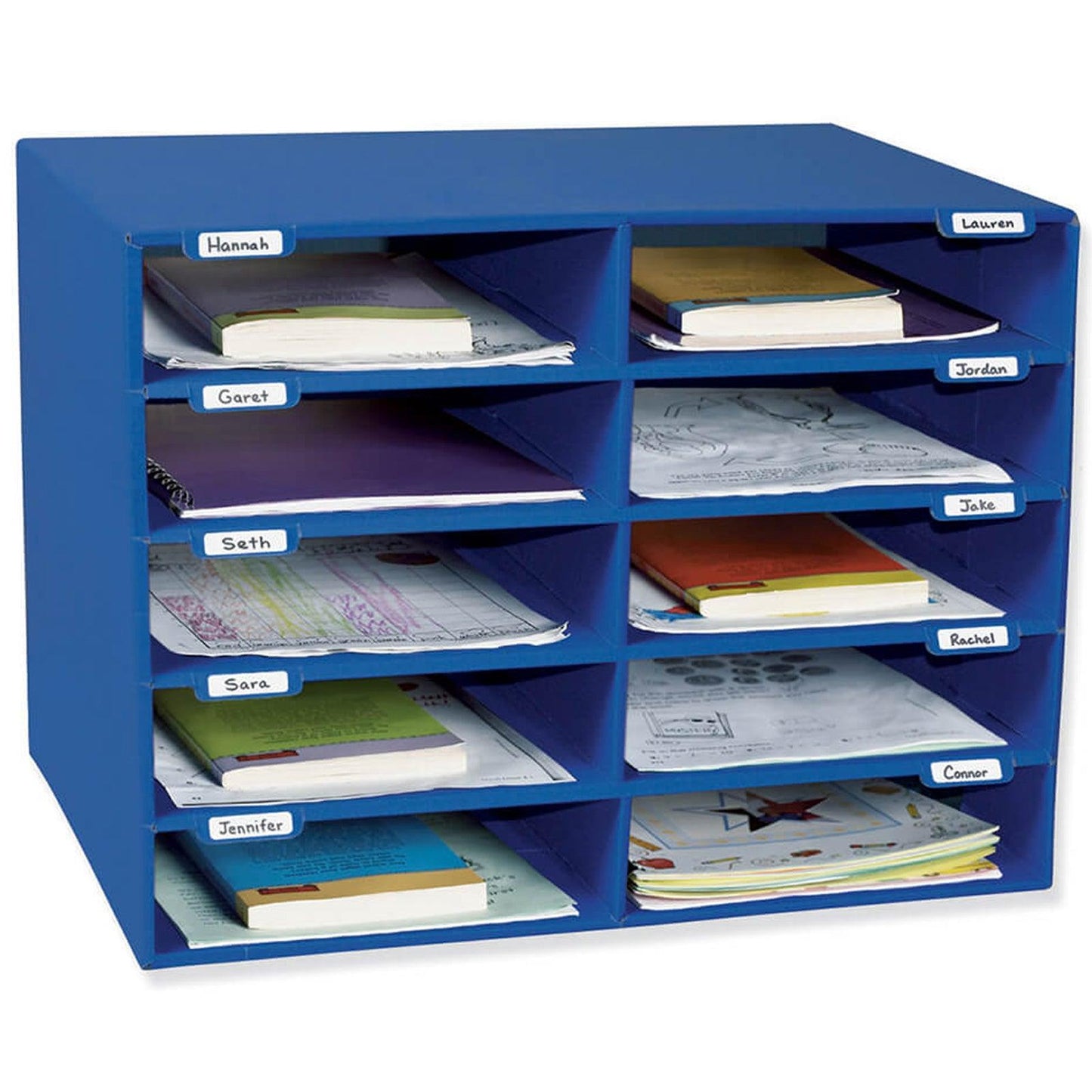 Mailbox, 10-Slot, Blue, 16-5/8"H x 21"W x 12-7/8"D - Loomini